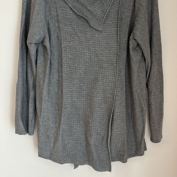 Soft Surroundings Women Miranda Cowl Neck gray cardigan wool Sweater large Petit - Picture 4 of 9